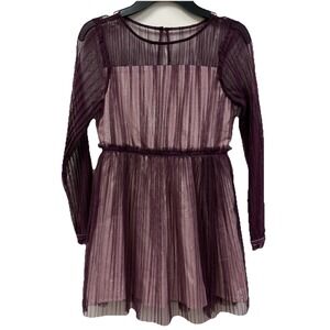 NWT Calvin Klein Girls Plum Glitter Mesh Dress Size 7 Long Sleeve Party Dress